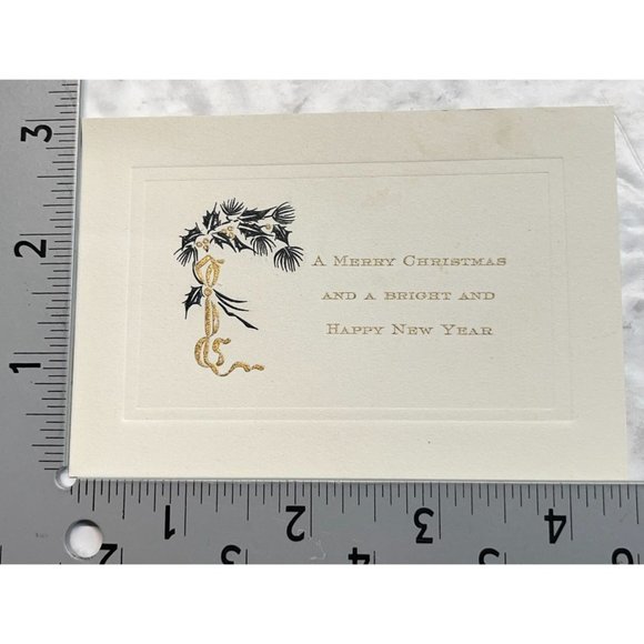 Vintage Greeting Card Merry Christmas and a Bright New Year Used Holly Leaf 1922 - Picture 3 of 6
